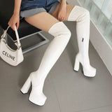 Large-Size Shoes And Women's Boots 2024 Autumn And Winter New Thick-Soled Thick-Heeled Boots Over The Knee Boots High Quality Shoes