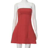 Women's Clothing 2024 Feng Swindo Summer New Fashion Pure Color Bosom High Waist Dress DJPT