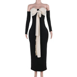 Autumn 2025 New Temperament Tender Strap With One-Word Shoulder Palping Dress Dress Woman DJPT