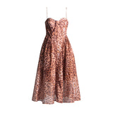 Wind Sling Skirt 2025 Summer New Sleeveless Chest Leopard Print Waist Dress Dress Dress Dress Woman