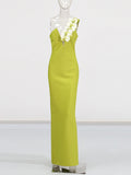 Temperament Elegant Style Dress 2025 Summer New One-Shoulder Three-Dimensional Flowers Sexy Banded Dress Woman