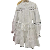 Early Spring New Australian Tide Brand Heavy Industry Hollow Lace Splicing Three-Dimensional Light Luxury Loose Fairy Dress