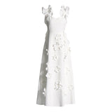 Elegant Famous Style Dress 2025 Spring Model High-End Splicing Three-Dimensional Flower Hanging Dress Women's Dress