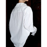 Zhao Sanguan 2024 New White Lace Shirt Pure Desire Loose V Collar Top