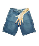 Hip-Hop Trend Pattern Print Denim Shorts Men's High Street Trendy Couple Casual Five-Point Pants DJPT