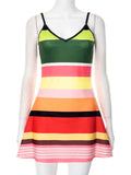 Women's Spring And Summer New Sleeveless V-Necked Printed Suspension Dress DJPT