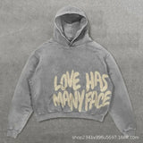 Fashion Vintage Skull Print Hoodie Y2k Couple Street Hoodie DJPT