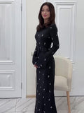 Autumn New Fashion Temperament Long-Sleeved Body Lotus Leaf Side A-Shaped Dress Dress