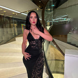 Autumn 2025 New Fashion Dress Famous Style Temperament Sexy Lace Sling Dress DJPT