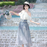 Design Wisto Yunchuan Chinese Style Improvement Han Elements Women's Blouse Half Dress Set 9204