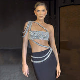 Summer Sexy Nail Beads Sleeveless Hot Diamond Banding Dress Dress Dress