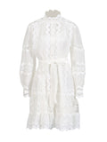 Elegant Court Style 2025 Summer New Collar Lace Embroidery Strap Lotus Side Lantern Sleeve Dress