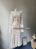French Lace Dress Sexy Horn Sleeve Dress Babes Design Fish Bone A Skirt Dress HZ0628