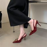 Famous Patent Leather Mirror Tip Finger-High High Heel Shoes 2025 New Back Empty Bows Shallow High-Heeled Sandals High Quality Shoes