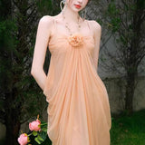 New Songchen Robe Sense Ocean Wind Color Mesh Sling Skirt