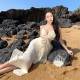 Vacation Sexy Lu-Loan French Sling Dress Half-Dress Two Sets Of Women 2024 Spring And Summer Hottie Set