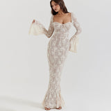 New Horn Sleeve Sexy Lace Bosom Dress Stylish Babes Show Backpacking Dress HZ0628