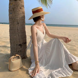 Tourism Photo Clothes Women's Summer Seaside Resort Beach Dress Super Fairy Temperament Bare Back Sling Dress