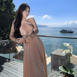 Summer New Birthday Dress Women's Seaside Resort Beach Dress High-End Feeling Hanging Neck Dress
