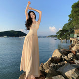 Pure Desire To Show The Back Of The V-Neck Hanging Neck Dress Women To Show The Skinny Dress Thai Seaside Photo Skirt