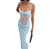 Women's Sling Lace Tight Dress Spliced Fall Fishtail Dress DJPT