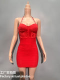 Sexy Hanging Neck Tight Ass Dress Red Carpet Banquet Birthday Christmas Dress