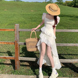 Sleeve Dress Women's Summer New Pure Chiffon Fairy Irregularly Harvesting Seaside Vacation Dress