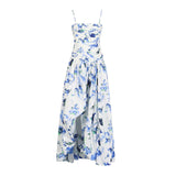 Printed Bosom Dress 2025 Summer New Fashion Pressure Folds Thin Sexy Open Fork Dress