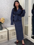 2025 New Women's Casual Strapped Open-Shirt Blouse Dress Suit