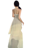 Atmosphere Feel Seaside Vacation Bra Hanging Neck Sling Suit Skirt Swing Flowing Long Skirt