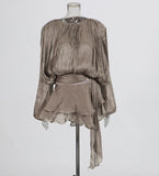 Dress 2025 Spring And Summer New Loose Long-Sleeved Sexy T-Shirt With Ribbon Dress Woman