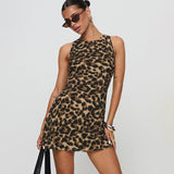 Spring 2025 New Temperament Sexy Body Repair Vest Leopard Print Dress DJPT