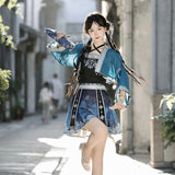 Pavilion Original Design Silver Bell Hanfu Women's Chinese Style Improvement Han Element Blouse Sling Half-Skirt Set 9262