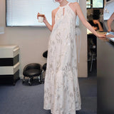 Summer New French Heavy-Brybeads Hooked Famous Hanging Neck Dress