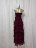 A line Sweetheart Burgundy Chiffon Vacation Dress Long Birthday Dresses SD0010