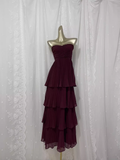 A line Sweetheart Burgundy Chiffon Vacation Dress Long Birthday Dresses SD0010