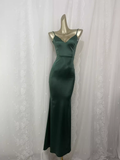 Sheath Spaghetti Straps Green Long Vacation Dress Birthday Outfits SD0011