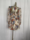 A line V Neckline Floral Chiffon Travel Vacation Floral Beach Dress Short Dress SD0012