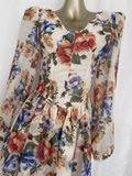 A line V Neckline Floral Chiffon Travel Vacation Floral Beach Dress Short Dress SD0012