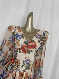 A line V Neckline Floral Chiffon Travel Vacation Floral Beach Dress Short Dress SD0012