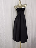 A line Spaghetti Straps Black Vacation Dress Satin Birthday Dresses SD0016