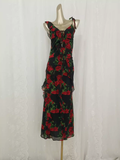 A line Spaghetti Straps Red Rose Travel Vacation Floral Beach Dress Birthday Outfits SD0017