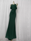 Mermaid Off The Shoulder Green Vacation Dress Satin Birthday Dresses SD0021
