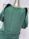 Mermaid Off The Shoulder Green Vacation Dress Satin Birthday Dresses SD0021