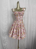 A line Straps Floral Travel Vacation Floral Beach Dress Short Birthday Dress SD0029
