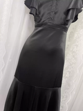 Sheath Backless Travel Vacation Black Satin Beach Dress Long Dress SD002