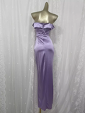Sheath Off The Shoulder Lilac Vacation Dress Slit Birthday Dresses SD0030