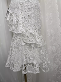 Mermaid Lace White Travel Vacation Beach Dress Birthday Dress SD0037