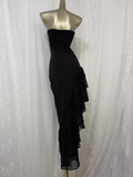 High Low Black Strapless Vacation Dress Birthday Dresses SD0038