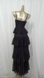 A line Spaghetti Straps Lace Vacation Black Beach Dress Long Dress SD004